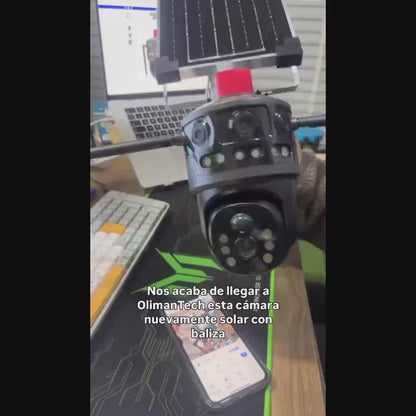 Cámara Solar 4K WiFi con 3 Lentes y Baliza V380 Pro